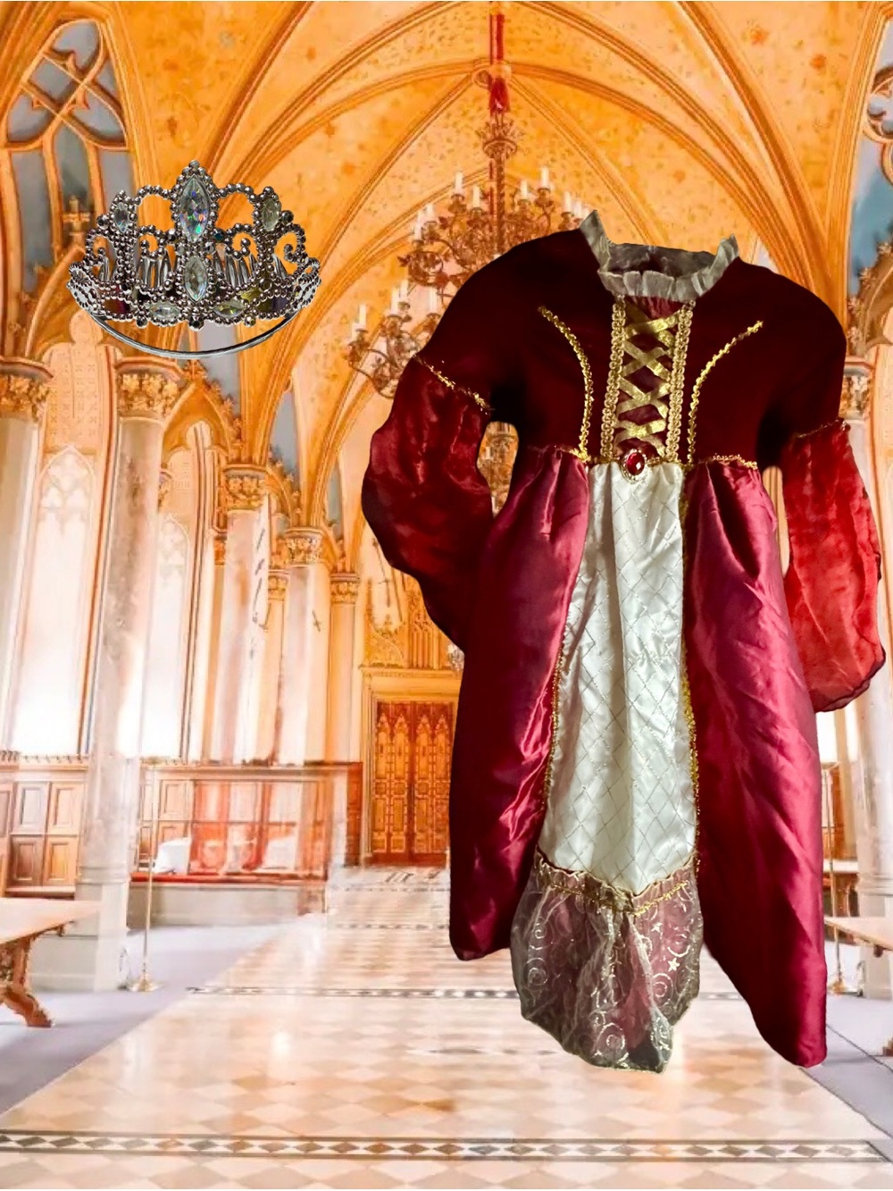 Burgundy Princess Gown Size 4/5